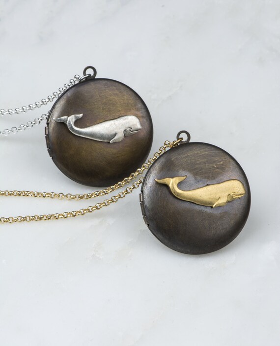 Beluga Whale Necklace Gold Whale Locket Large Beluga