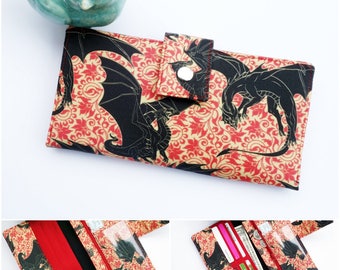 Game of Thrones wallet, women's wallet, geek clutch, vegan wallet women, bookworm for her, cute wallet, dragon gift, best selling wallet