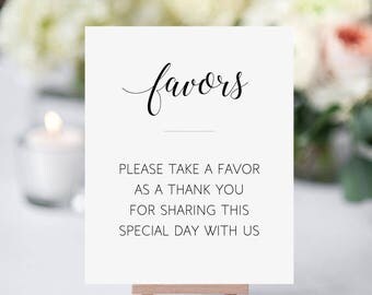 Printable Wedding Favors Sign, Elegant Wedding Favors Sign, Please Take a Favor, Sign for Wedding Favors, Wedding Reception Sign, Alejandra