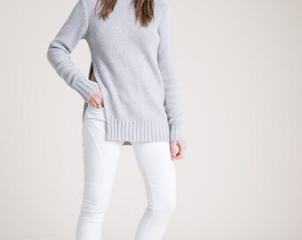 NEW Cotton Sweater / Summer Sweater / Summer Jumper / White Sweater / Knitted Sweater / Cut Out Sweater / marcellamoda - MB820