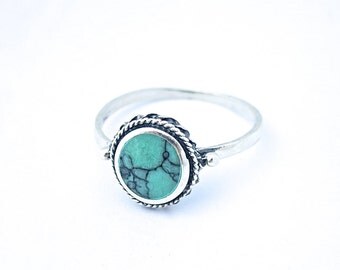 Turquoise Sterling Silver Ring, Dainty Stone Ring, Simple Silver Ring, Silver Rings, Turquoise Ring, Boho Rings, Ring Design, Stone Ring