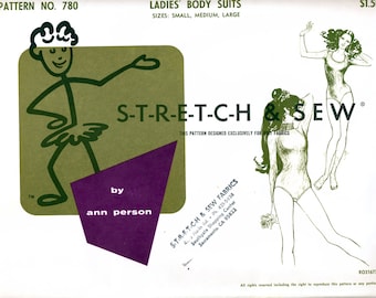 Stretch & Sew 780 Vintage 60s Sewing Pattern for Ladies' Body Suit - Uncut - Bust 30, 32, 34, 36, 38, 40