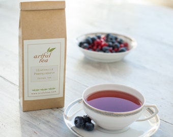 Blueberry Pomegranate Herbal Tea • 4 oz. Kraft Bag • Flavorful Fruit Loose Tea