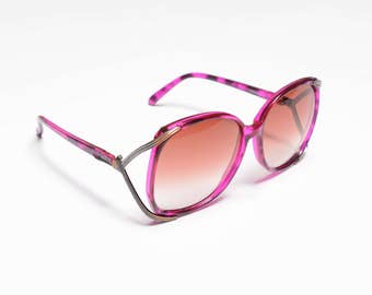 vintage 70s sunglasses purple stripe tortoise shell tortoiseshell 1970 bugeye chic amber fade lens big plastic metal frames Opti-Ray