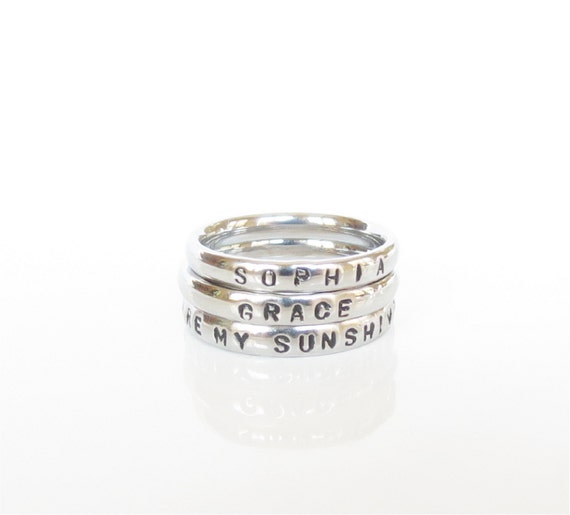 You Are My Sunshine Stackable Personalized Ring Name Ring
