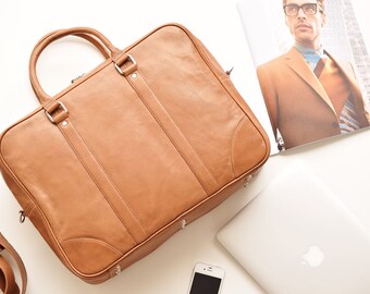 Leather messenger bag men - Laptop bag men - Mens laptop briefcase - Tan leather briefcase men - Brown leather bag men - Laptop bag 13 inch