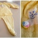 Vintage Baby Romper 1960's Sleep Set with Cat Appliqué Footie Pajamas