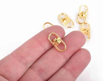 30 Gold Metal Swivel Connector Links, for Key Rings, Dog Leashes, 19x9mm, fin0678
