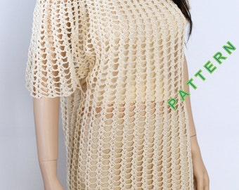 Crochet Summer Tunic Pattern, Crochet Top Pattern, Crochet Beach Cover-up Pattern, Crochet dress pattern, Beach pool dress,