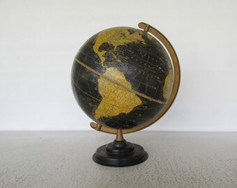 1940s Rare Globe WW2 Call Letters SWR Trade Routes Black Oceans George F. Cram Universal Terrestrial