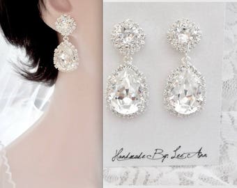 Swarovski crystal earrings, Halo crystal wedding earrings,Brides earrings, Crystal earrings , Crystal Bridesmaids earrings, SOPHIA