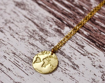 World Necklace / Travel Necklace / Gift for Women / Send off Gift / Globe Necklace / Small World Map Necklace / World Travel / Traveler Gift