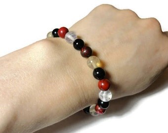 Harley Quinn citrine & variscite stretch energy bracelet fits 6.7 inches