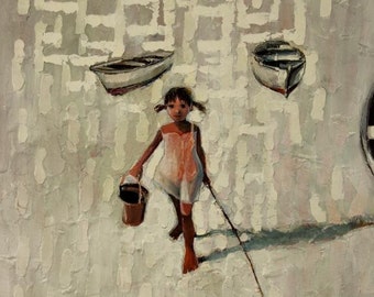 Fishing.2012 Oil Painting print on Canvas 16x20