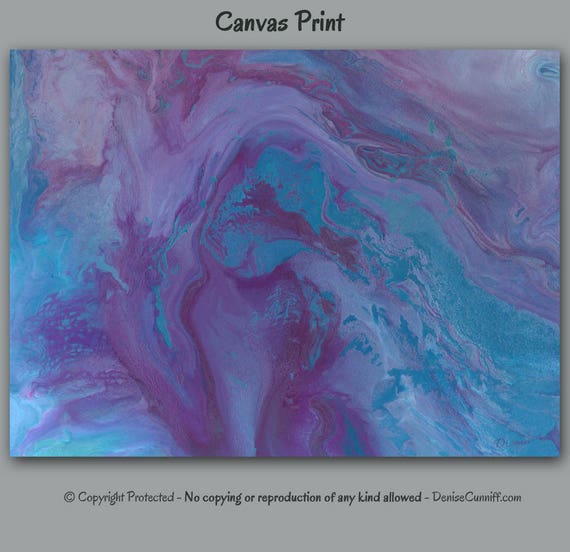 Purple blue Abstract canvas print Large wall art Plum grey