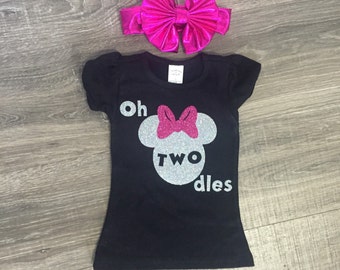 FREE SHIPPING! Minnie Mouse Birthday Outfit, Minnie Mouse Birthday Shirt, Minnie Mouse 2nd Birthday Shirt, Girls 2nd Birthday Shirt