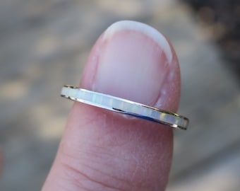 Vintage 925 Sterling Silver Lab Opal Eternity Ring