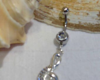Surgical Steel Belly Ring, Silver Belly Ring, Music Belly Ring, Cute Belly Ring, Treble Clef Belly Ring, Belly Button Ring, Piercing