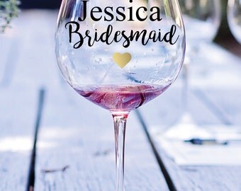 Vinyl Decal, Bridesmaid Decal, Bridesmaid Wine Glass Decal, Wedding Decal, Wine Glass Decal, Wedding Wine Glass Decal, Bridal Party Favor
