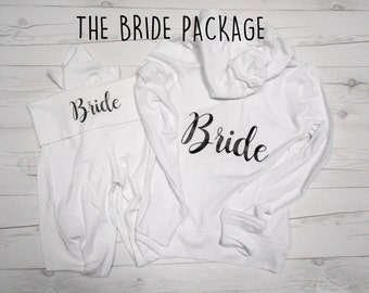 Bride Bundle, Bride Hoodie and Yoga Pants Package, The Bride Package, Bride Sweatsuit, Bridesmaid Sweatsuit, Bridesmaids Sweats Yoga Pants