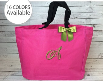 3 Monogrammed Tote Bags, Embroidered Essential Tote, Bridesmaid Gift, Bridal Party Gifts, Personalized Tote Bag