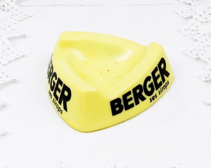 Vintage Mid Century Berger Opalex Yellow Glass Ashtray, Retro Decor, Vintage Home, Interior, European, Man Cave , Tobacciana