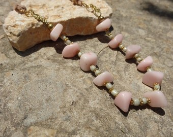 Raw jade necklace, Pink and green necklace, Pink jade necklace, Bohemian jewelry, Gemstones necklace, Raw pink jade necklace,Fashion jewel