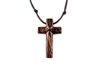 Wood Cross Necklace Wooden Cross Pendant Mens by GatewayAlpha