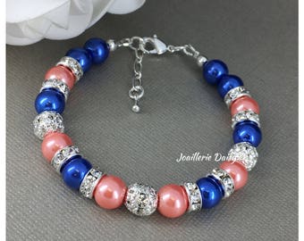 Royal Blue Jewelry Coral Bracelet Bridesmaid Jewelry Maid of Honor Gift for Her Royal Blue Cobalt Blue Coral Jewelry Summer Wedding