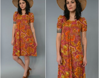 1960s paisley psychadelic babydoll dress