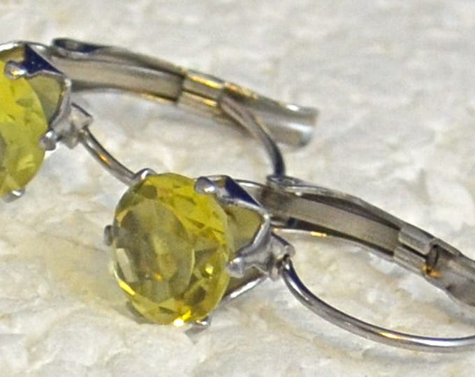 Lemon Quartz earrings , 8mm Round, Natural, Set in Stainless Steel E1049