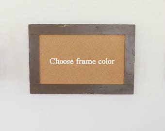 FRAMED CORK BOARD - Bulletin Board - Memo Board - 24 X 36 - Rustic, Industrial Wood - Shown in Dark Chocolate Brown - Many Color Options