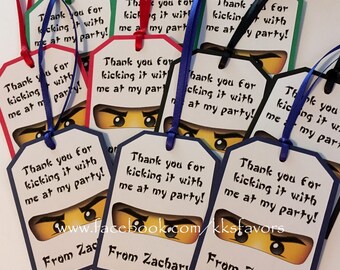 Ninja Favor Tags / Ninjago Favor Tags / Ninjago Party Favor Tags / Ninja Party Favor Tags - set of 12