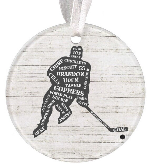 Boys Ceramic Hockey Ornament Christmas Ornament Personalized