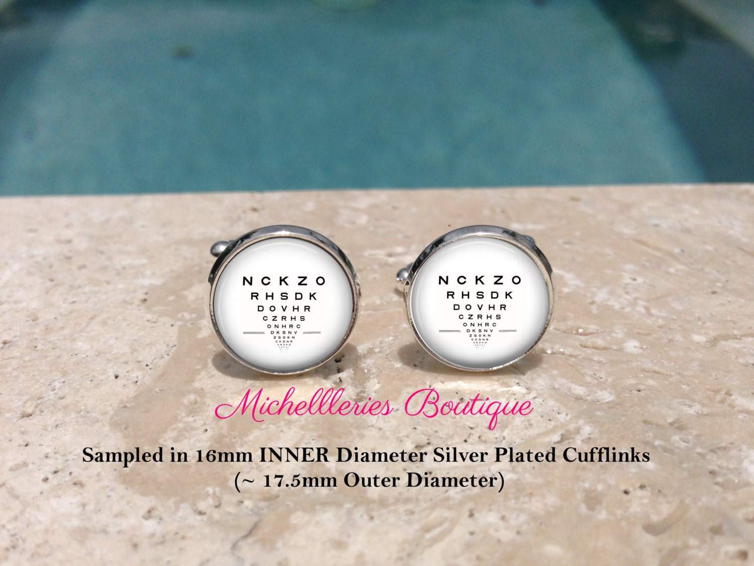 Eye Chart Cufflinks and or Tie Clip Optometry Cufflinks and