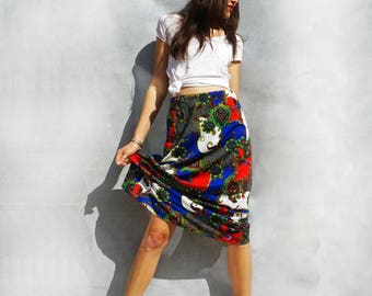 Bohemian Skirt , Boho Skirt , Bright Patterned Skirt, Long Skirt, High Waist Skirt, Everyday Skirt, Vintage Hippie Skirt, Bohemian Clothing