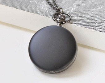 Matte Black Round Pocket Watch Set of 1 A8384