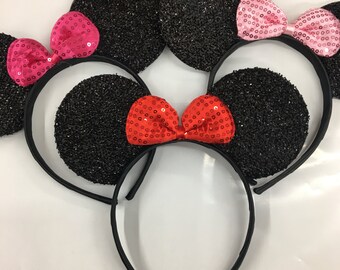 Holiday sales Sparkle minnie mouse ears headband / minnie inpried ears / disney ears headband /pink red Minnie headband/