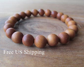 8mm Sandalwood Bracelet, Stacking Bracelet, Mala Bracelet, Layering Bracelet, Mens Beaded Bracelet, Mens Bracelet, Wood Bracelet,PrayerBeads