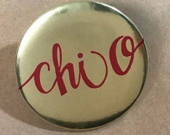 Gold Foil Chi Omega Button or Magnet