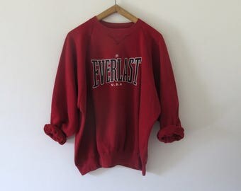Vintage EVERLAST sweatshirt raglan oversize 80s-90s • XL • boxing