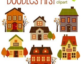 Cute Neighborhood Clipart Digital Clip Art for by DoodlesFirst