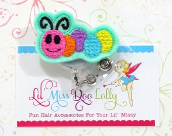 Bug Badge Reel-Caterpillar ID Badge Holder-Spring ID Badge-Retractable ID Badge Holder-Bug Badge Holder-Badge Reel Clip (Set of 1)