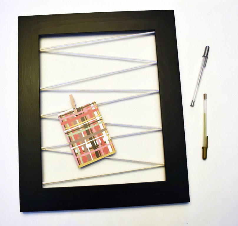 Wood Frame Memo Board with White Cord Office Decor Photo