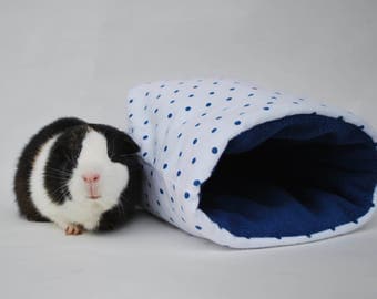 White and Blue Polka Dot Guinea Pig Snuggle Sack