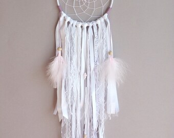 Soft Mauve Dreamcatcher - Bohemian Wall Decor - Shabby Dreamcatcher - Boho Nursery