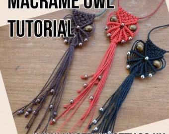 TUTORIAL Macrame Owl Necklace / Macrame Owl DIY / Macrame Necklace Pattern