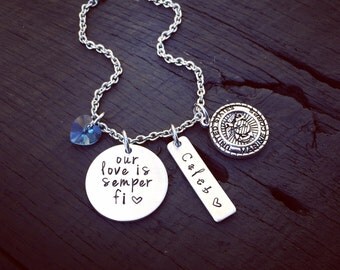 Our Love Is Semper Fi Necklace | Marine Mom Jewelry | Marine Wife Necklace | Marine Girlfriend Necklace | USMC Jewelry | Semper Fi Jewelry