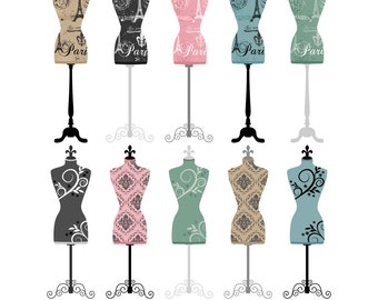 80% OFF SALE Mannequin Clipart, Dress Forms, Dress Forms, Dressmaker, Printable, Commercial Use