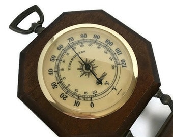 Weather station 1970s Springfield temperature barometer humidity gauge